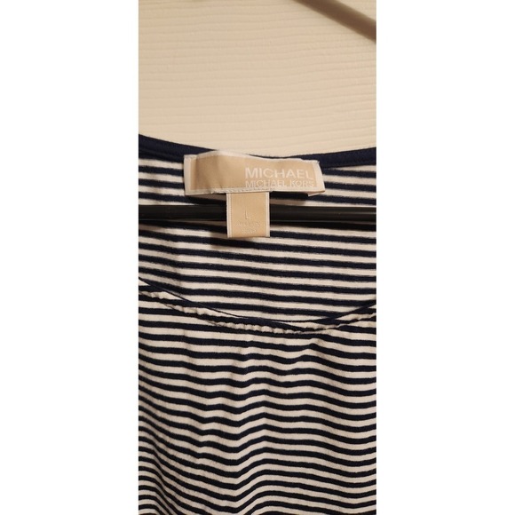 Michael Kors Short Sleeve Cold Shoulder Black White Striped Size L - Picture 3 of 5